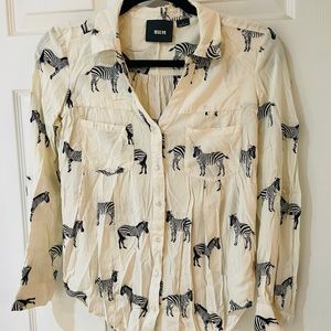 Anthropologie Maeve Zebra Long Sleeve Top